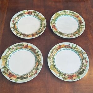 4 COUNTRY LIFE Farberware Retroneu Stoneware Dinner Plates Farmhouse Horse